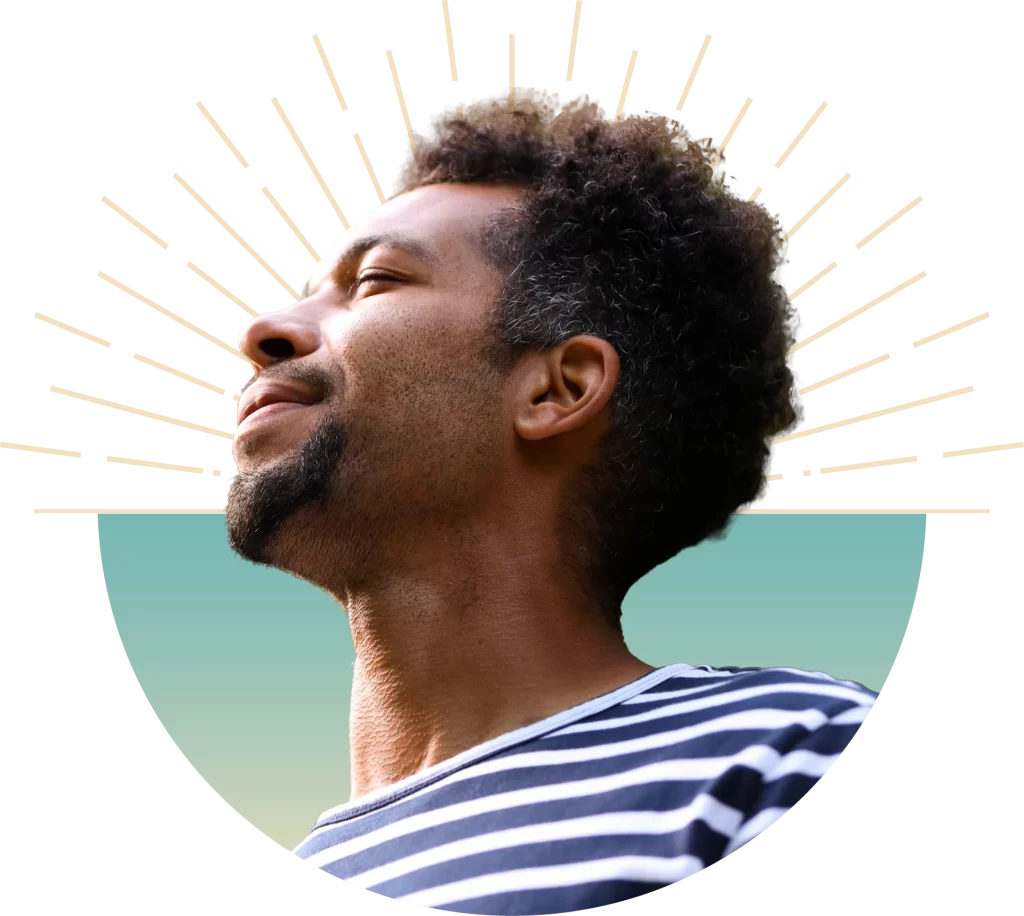 hopeful man thinking about the future