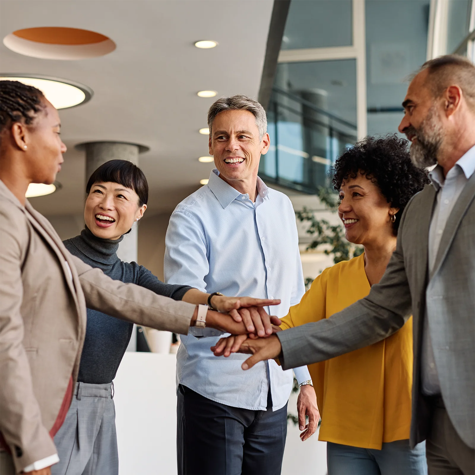 corporate partnership team working together